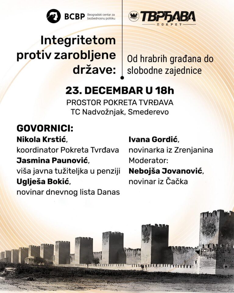 Read more about the article Tribina „Integritetom protiv zarobljene države“